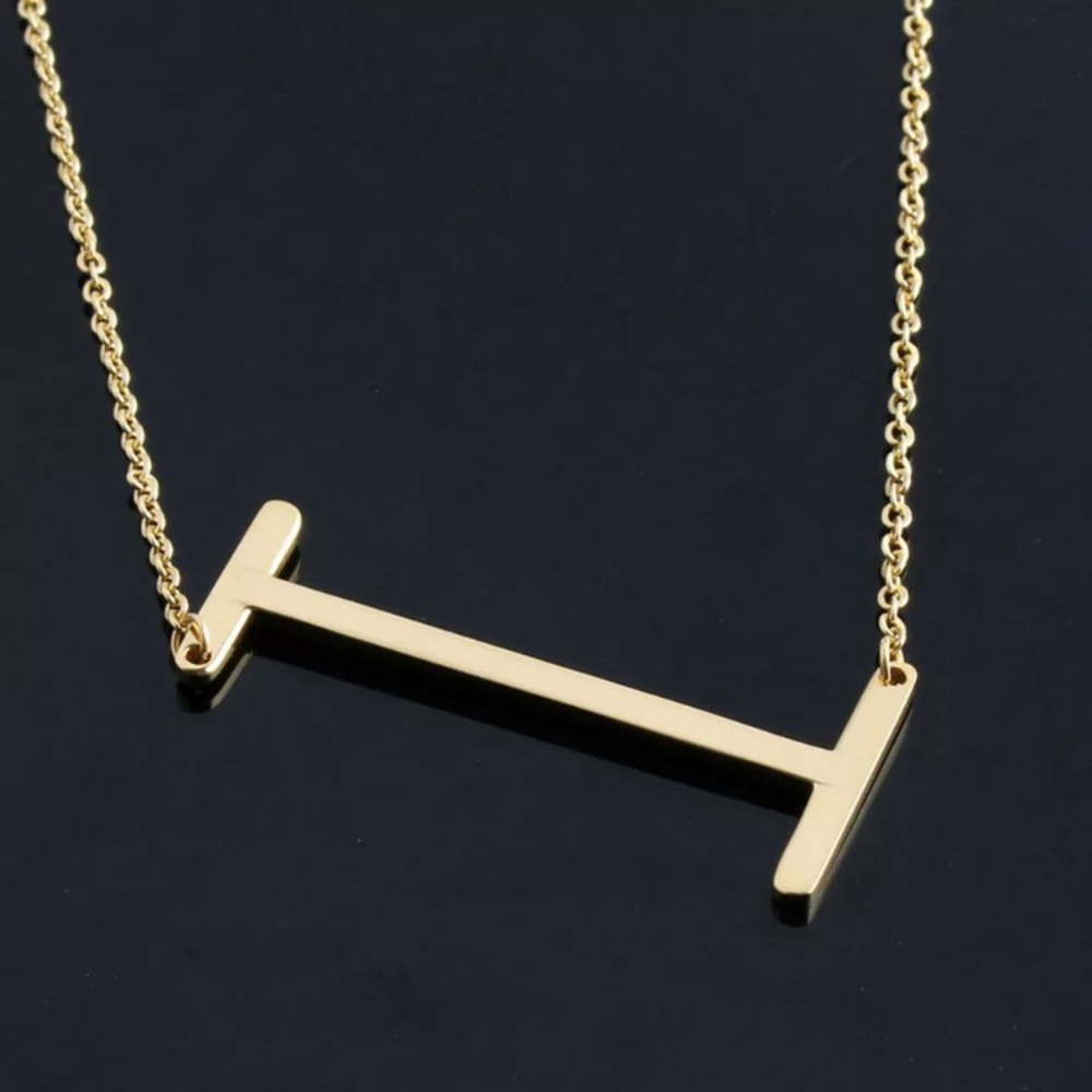 "Lucy" Letter I Gold Single Inital Necklace